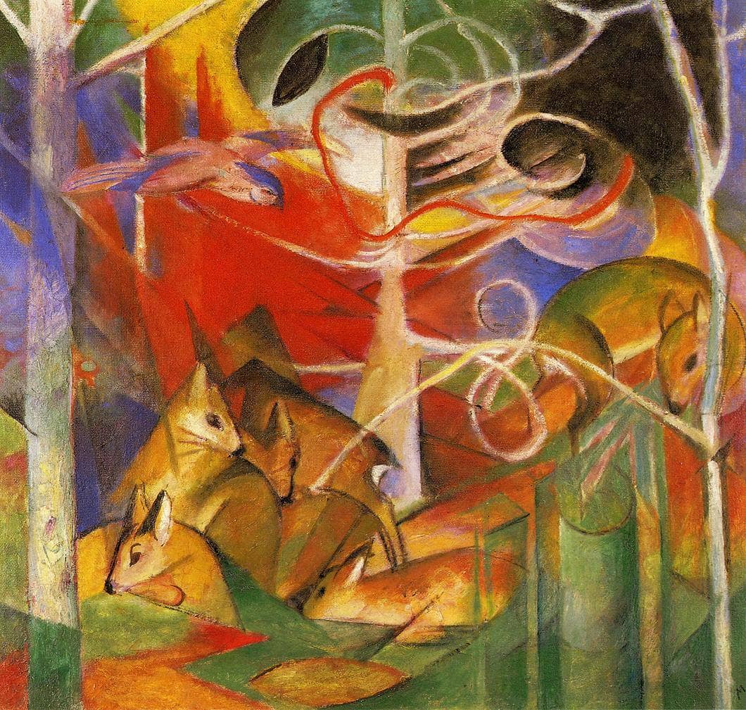 Deer in the Forest by Franz Marc — hand-painted abstract oil painting reproduction on canvas