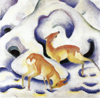 Deer in the Snow by Franz Marc — hand-painted animal oil painting reproduction on canvas