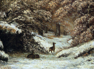 Deer Taking Shelter in Winter - Gustave Courbet