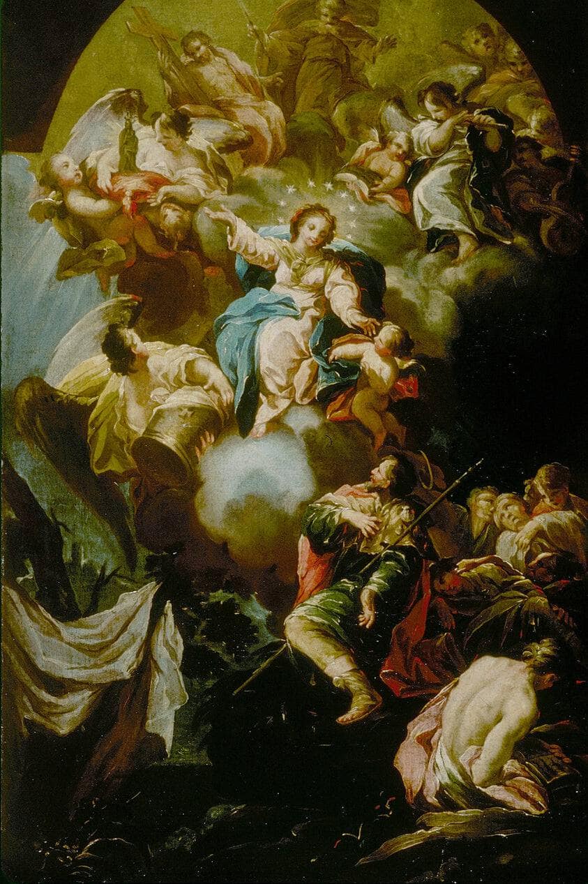 Saint Jameâs Vision of the Virgin of the Pillar by Antonio González Velázquez — hand-painted cultural oil painting reproduction on canvas