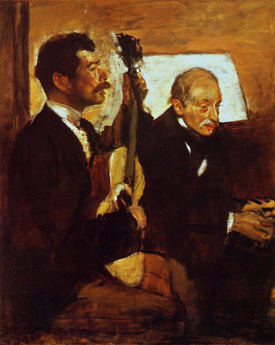 Degas' Father Listening to Lorenzo Pagans Playing the Guitar - Edgar Degas