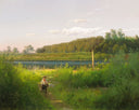 Delaware Trout Fishing by Hermann Ottomar Herzog — rural oil painting wall art, Romanticism