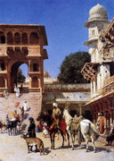 Departure For The Hunt by Edwin Lord Weeks — hand-painted animal oil painting reproduction on canvas