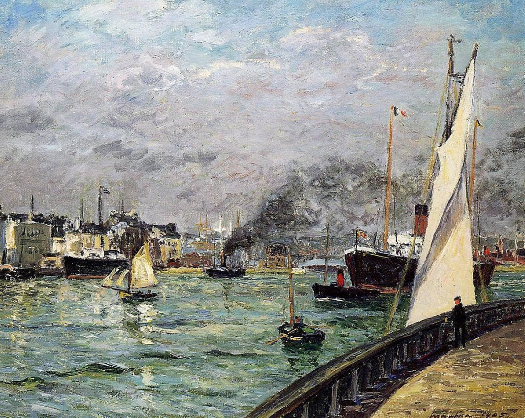 Departure of a Cargo Ship by Maxime Maufra — hand-painted landscape oil painting reproduction on canvas