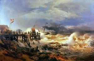 Departure Of A Steamship, Storm On The Dutch Coast - Andreas Achenbach