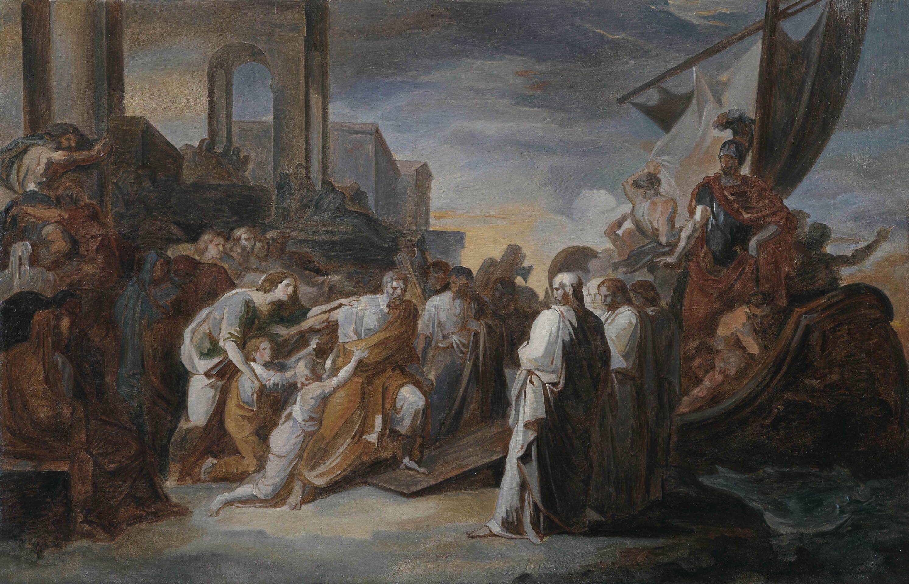 Departure of Attilio Regolo for Carthage (Preparatory sketch) - Vincenzo Camuccini