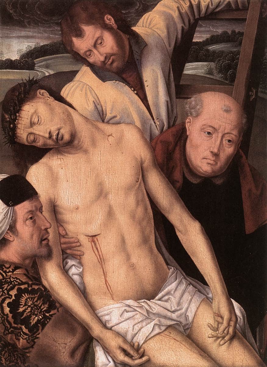 Deposition (left wing of a diptych) - Hans Memling