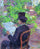 Desire Dehau Reading a Newspaper in the Garden in hallway