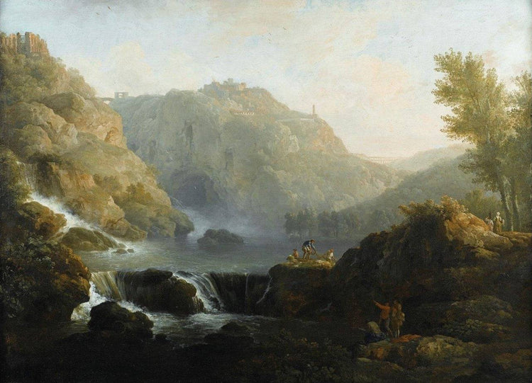 Dessinateurs Face À Une Cascade Au Pied Du Tivoli - Claude-Joseph Vernet