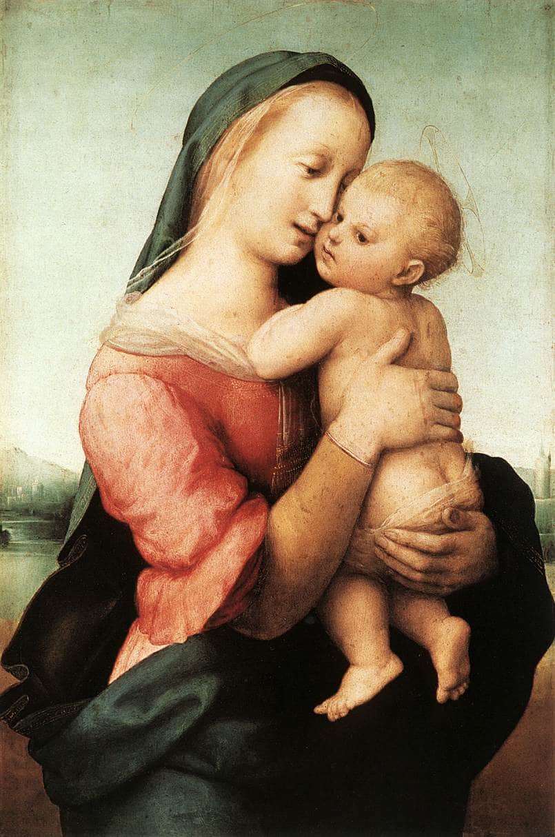 Detail of the 'Tempi' Madonna by Raphael — hand-painted portrait oil painting reproduction on canvas