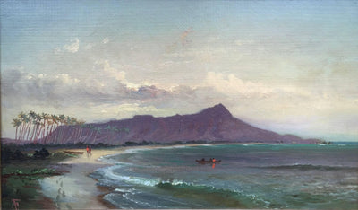 Diamond Head, Waikiki Beach, and Helumoa Coconut Grove, Honolulu by Charles Furneaux — oil painting reproduction