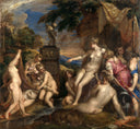 Diana and Callisto by Titian — group oil painting wall art, Mannerism Late Renaissance