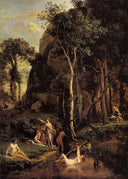 Diana Surprised at Her Bath by Camille Corot — hand-painted botanical oil painting reproduction on canvas