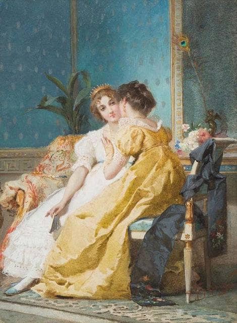 The conversation by Francesco Didioni — hand-painted portrait oil painting reproduction on canvas