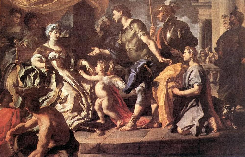 Dido Receiveng Aeneas and Cupid Disguised as Ascanius by Francesco Solimena — hand-painted cultural oil painting reproduction on canvas