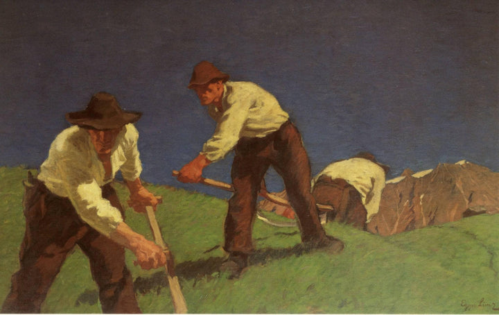 Die Bergmäher by Albin Egger-Lienz — hand-painted landscape oil painting reproduction on canvas