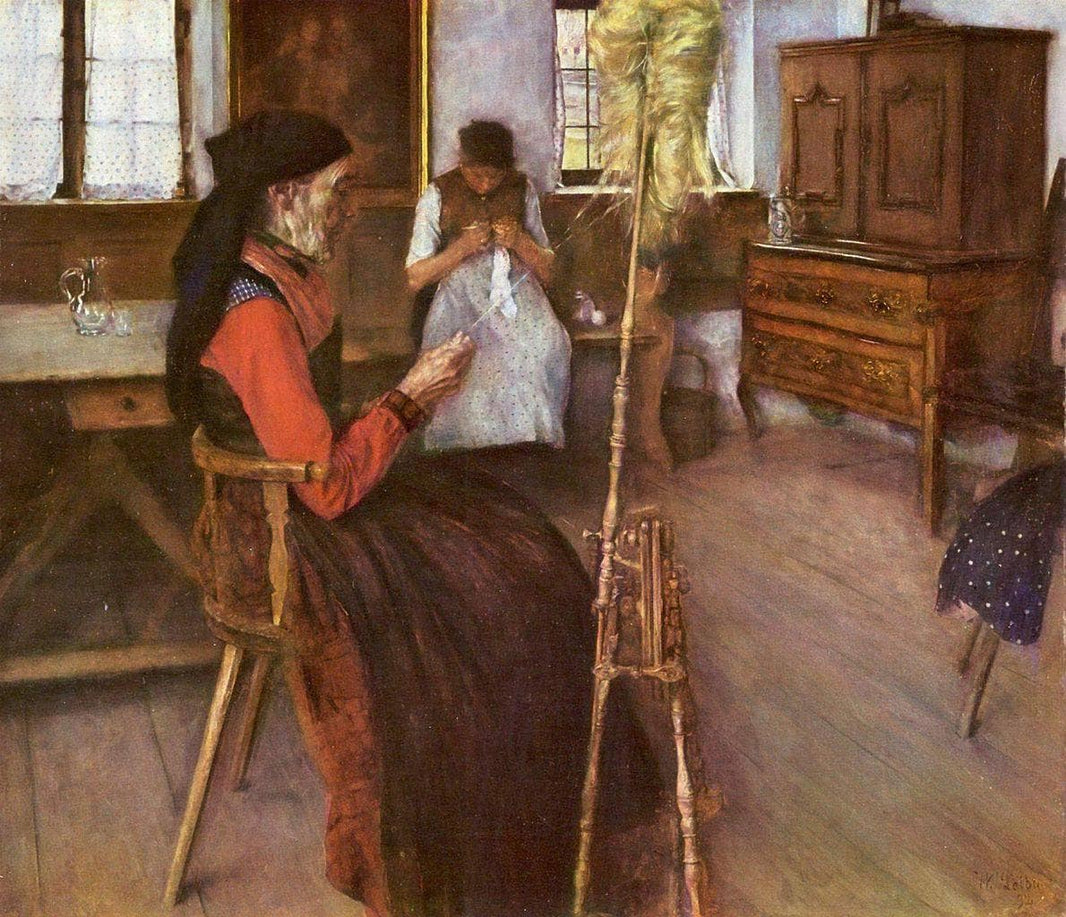 The Spinner by Wilhelm Leibl — hand-painted portrait oil painting reproduction on canvas