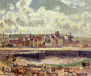 Dieppe, Dunquesne Basin, Sunlight Effect, Morning, Low Tide by Camille Pissarro — hand-painted architectural oil painting reproduction on canvas