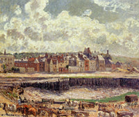 Dieppe, Dunquesne Basin, Sunlight Effect, Morning, Low Tide by Camille Pissarro — hand-painted architectural oil painting reproduction on canvas