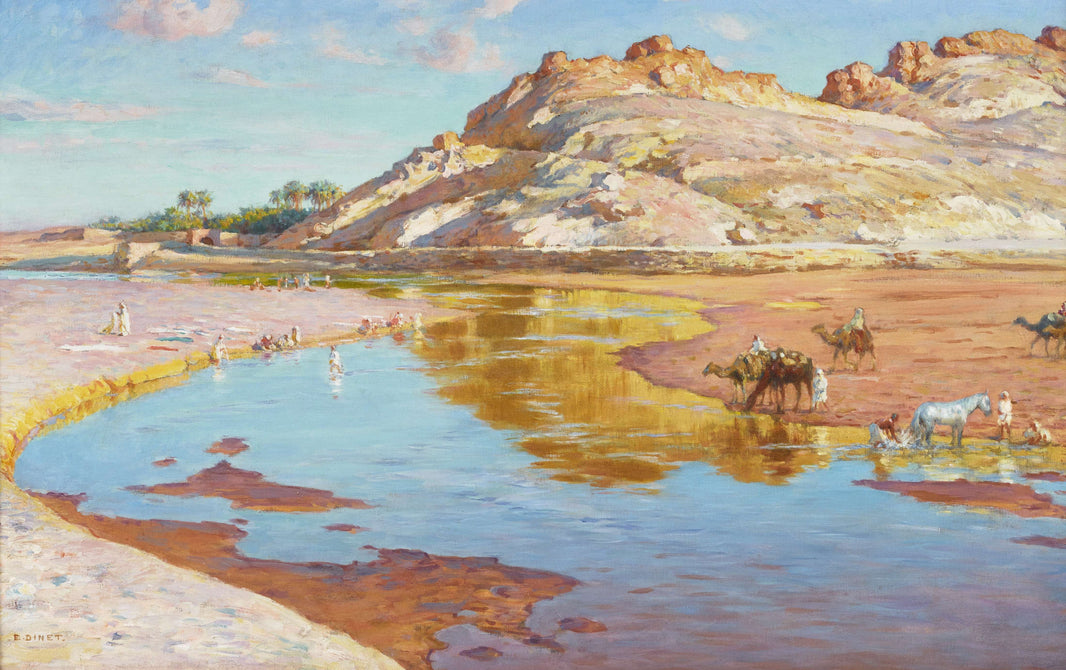 Loued Mzi Flood by Nasreddine Dinet — hand-painted eco oil painting reproduction on canvas