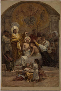 The Baptism of Saint Augustine (sketch for the Saint-Augustin church) by Diogène Maillart — hand-painted cultural oil painting reproduction on canvas