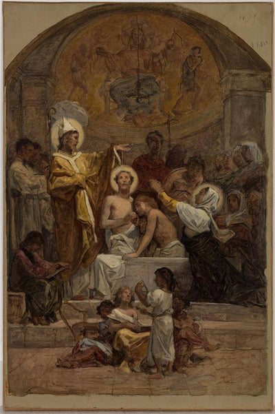 The Baptism of Saint Augustine (sketch for the Saint-Augustin church) by Diogène Maillart — oil painting reproduction