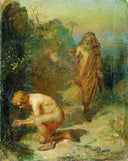 Diogenes and the boy by Ilya Repin — forest oil painting wall art, Realism