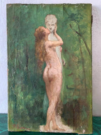 Nude woman kissing a statue by Francesco Didioni — hand-painted nude oil painting reproduction on canvas