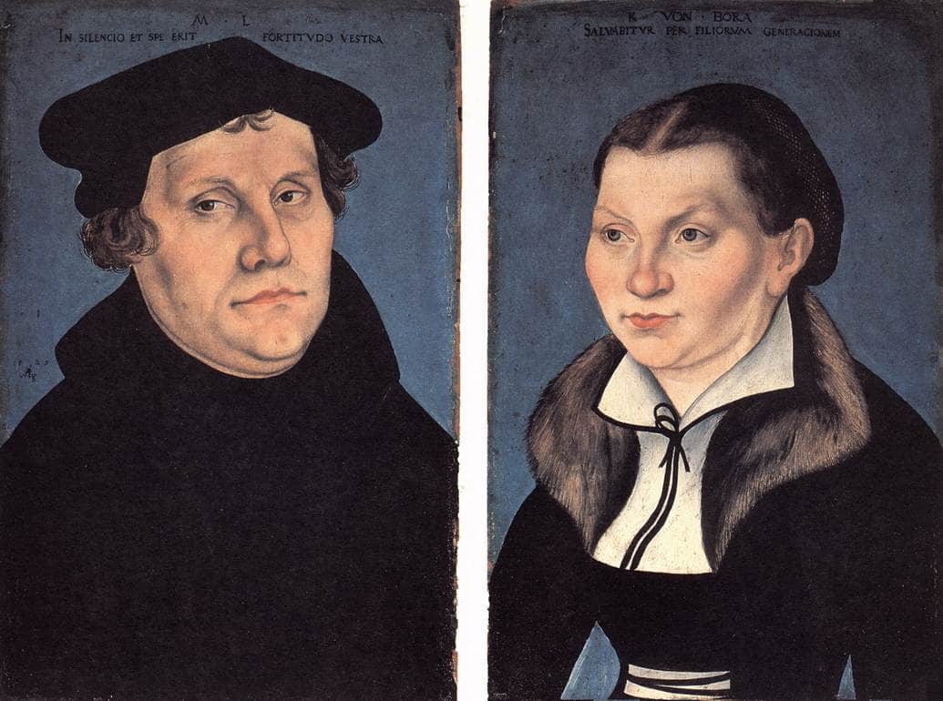 Diptych with the Portraits of Martin Luther and his Wife by Lucas Cranach the Elder — hand-painted portrait oil painting reproduction on canvas