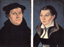 Diptych with the Portraits of Martin Luther and his Wife by Lucas Cranach the Elder — male oil painting wall art, Northern Renaissance