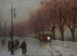 River Bank with Tram - Jakub Schikaneder