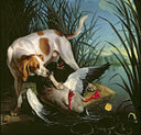 Dog with a wild duck by Jean-Baptiste Oudry — hand-painted animal oil painting reproduction on canvas