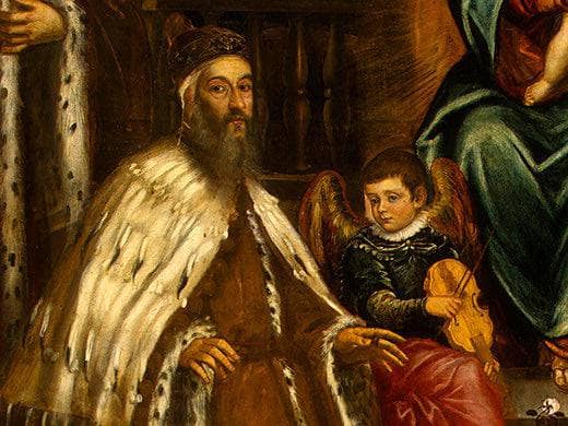 Doge Alvise I Mocenigo and Family Before the Madonna by Tintoretto — hand-painted cultural oil painting reproduction on canvas