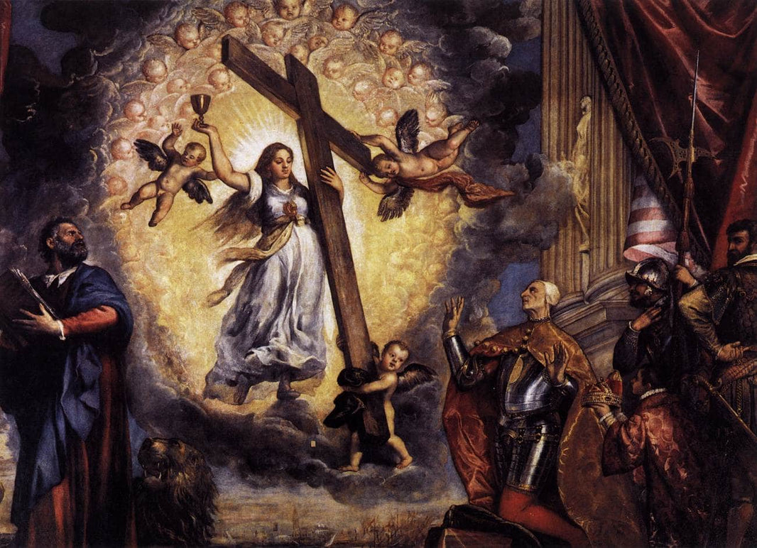 Doge Antonio Grimani Kneeling Before the Faith by Titian — hand-painted cultural oil painting reproduction on canvas