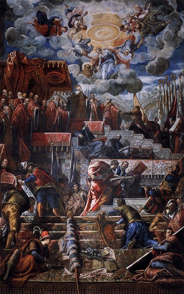 Doge Nicolò da Ponte Receiving a Laurel Crown from Venice - Tintoretto