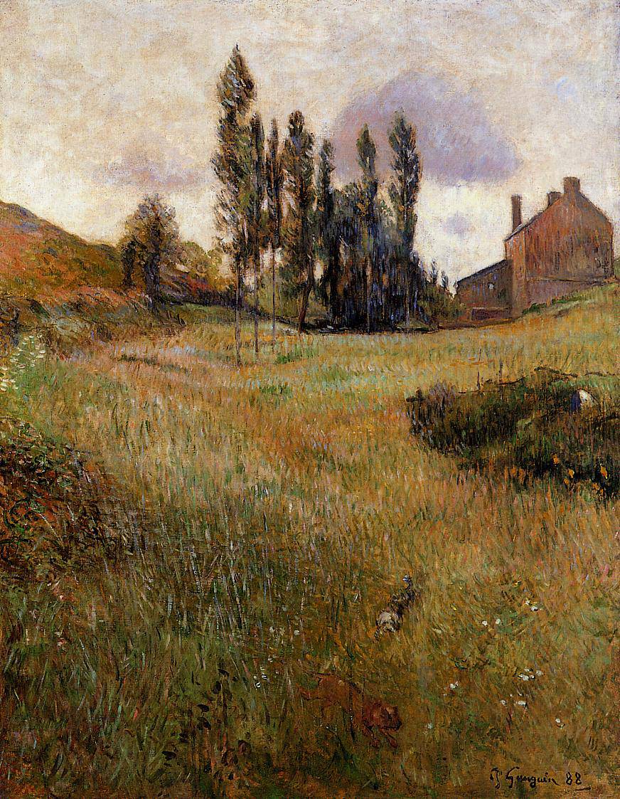 Dogs running through a field - Paul Gauguin