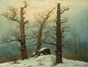 Dolmen in snow by Caspar David Friedrich — hand-painted botanical oil painting reproduction on canvas