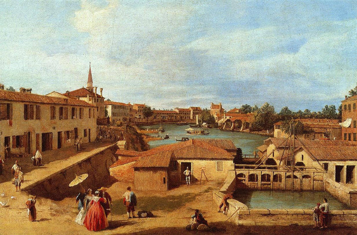 Dolo on the Brenta by Canaletto — hand-painted architectural oil painting reproduction on canvas