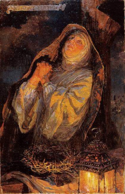 Dolorosa by José Garnelo — hand-painted portrait oil painting reproduction on canvas