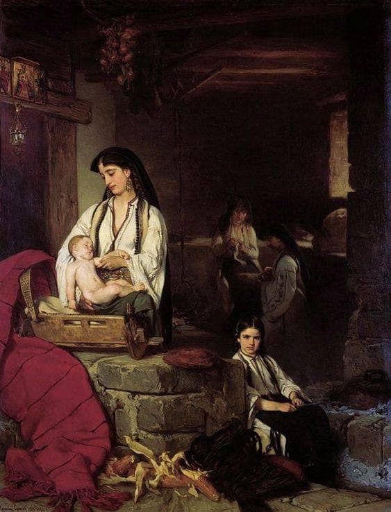 Domestic scene in Montenegro by Jaroslav Äermák — hand-painted cultural oil painting reproduction on canvas