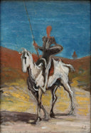 Don Quixote and Sancho Pansa by Honore Daumier — hand-painted animal oil painting reproduction on canvas