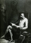 Don Quixote Reading by Honore Daumier — hand-painted portrait oil painting reproduction on canvas