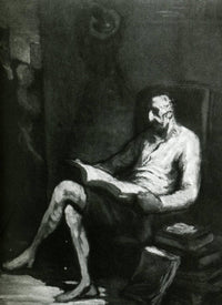 Don Quixote Reading by Honore Daumier — hand-painted portrait oil painting reproduction on canvas