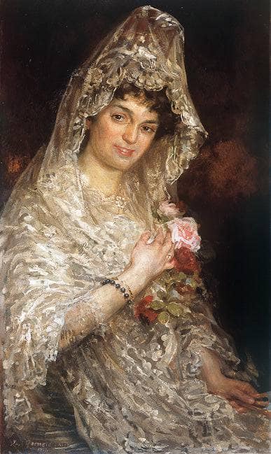 Doña Lola by José Garnelo — hand-painted portrait oil painting reproduction on canvas