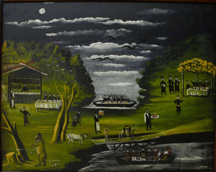 Donkey Bridge by Niko Pirosmani — hand-painted landscape oil painting reproduction on canvas