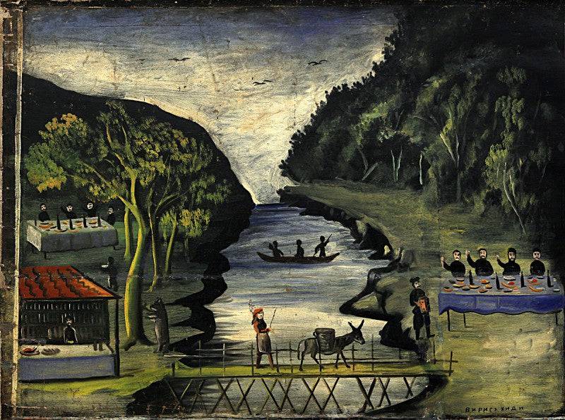 Donkey Bridge (part of Tapestry in six paintings) - Niko Pirosmani