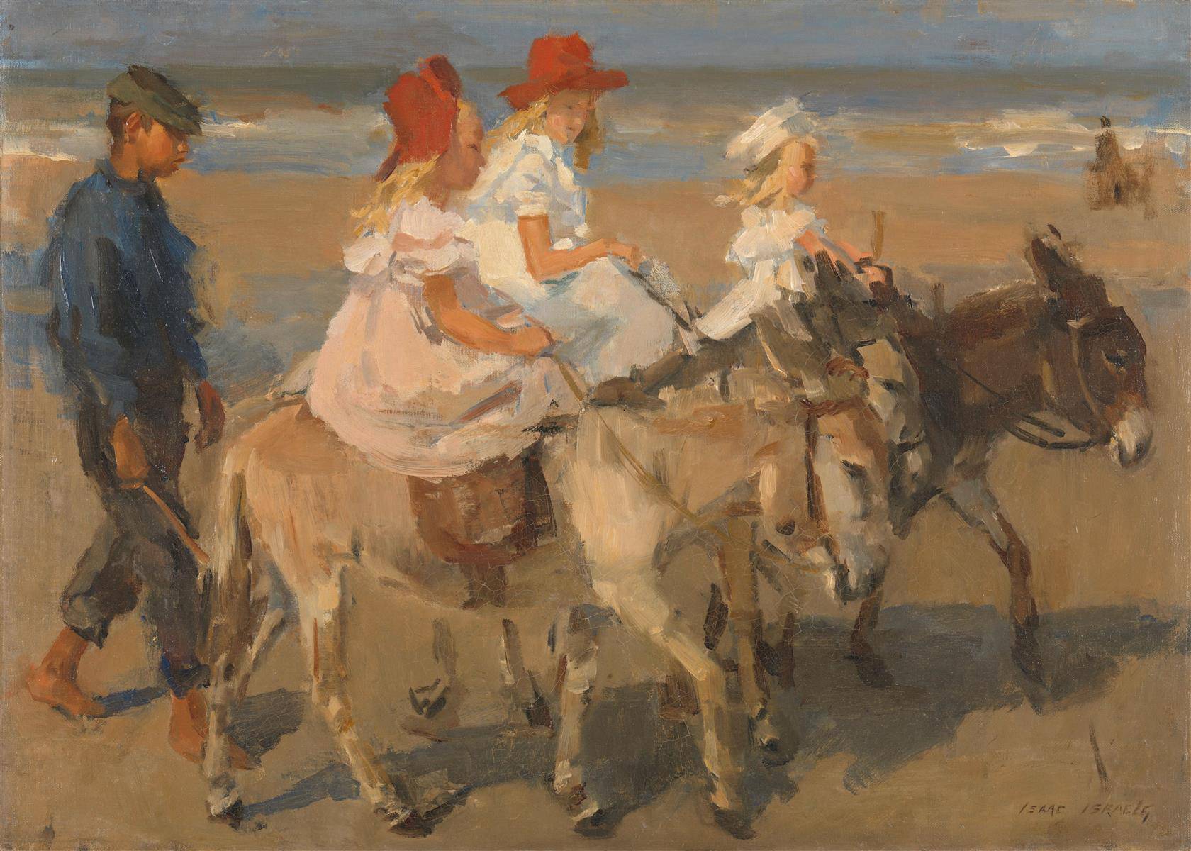 Donkey Riding Along The Beach - Isaac Israels