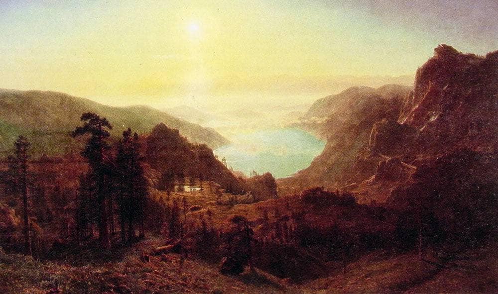 Donner Lake from the Summit by Albert Bierstadt — hand-painted botanical oil painting reproduction on canvas
