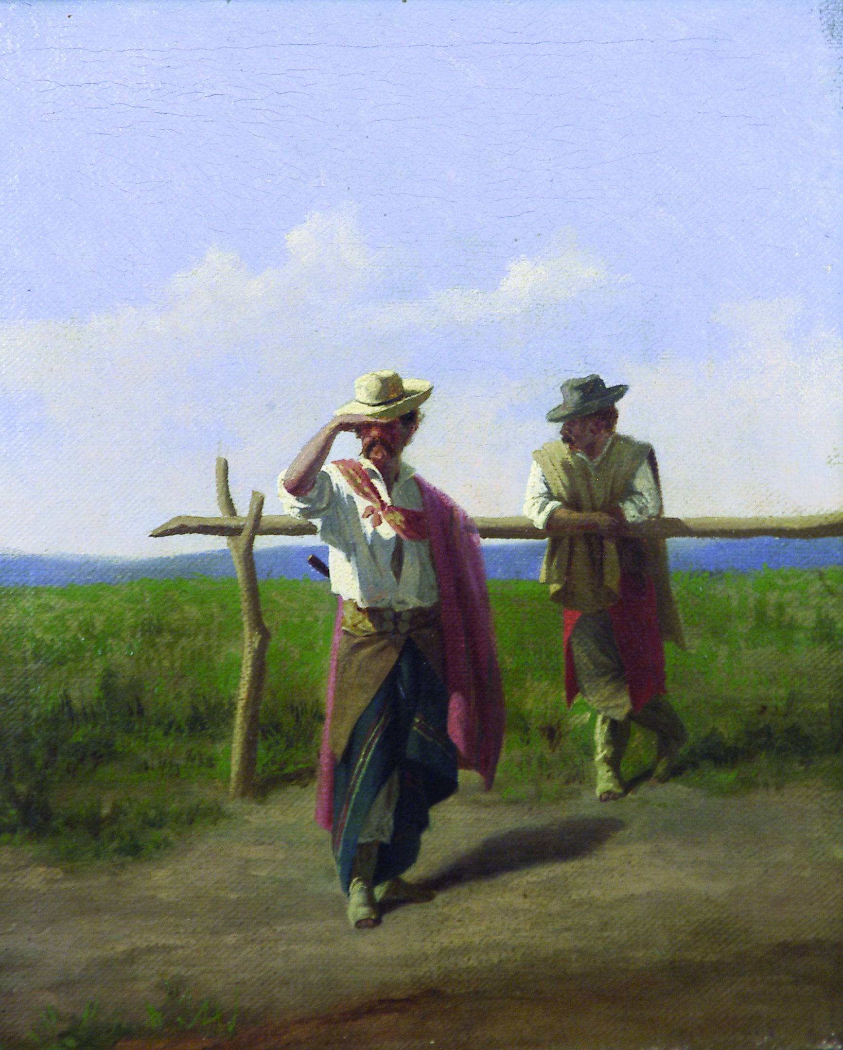 Dos Gauchos En El Palenque - Juan Manuel Blanes