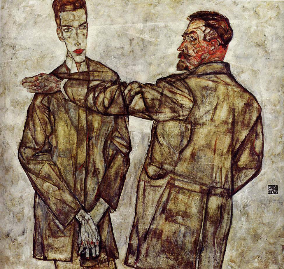 Double Portrait (Chief Inspector Heinrich Benesch and His Son Otto) - Egon Schiele